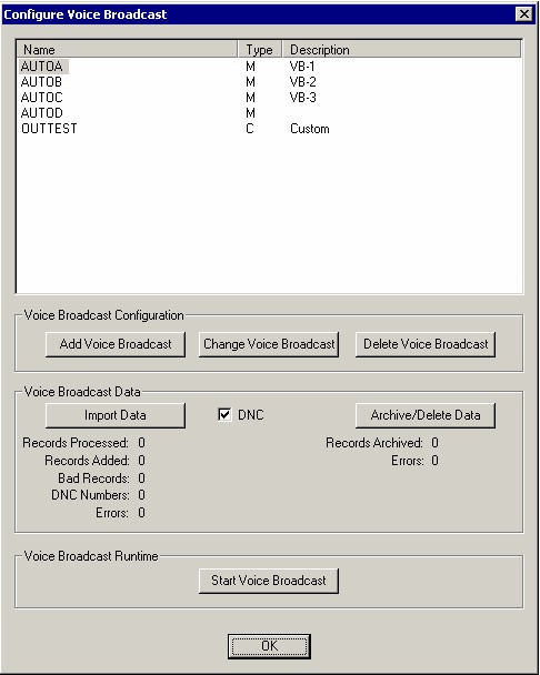 Voice Broadcast Configuration Menu